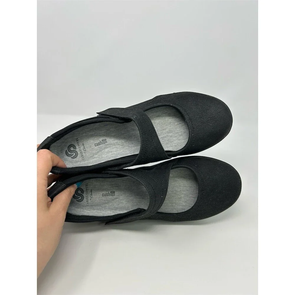 Clarks Cloudsteppers Sillian Bella Womens Mary Jane Flats Black Size 9.5 Wide
